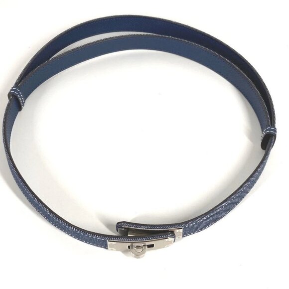 HERMES H010777UKAA Kelly Jean 18 Belt belt Denim / Leather blue Unused main image 6